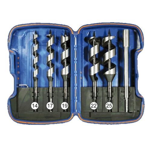 Slangenboren set in kunststof cassette, 6-delig