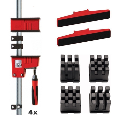 Bessey set: 4x variabele corpuslijmtang 1500 x 95 mm met accessoireset