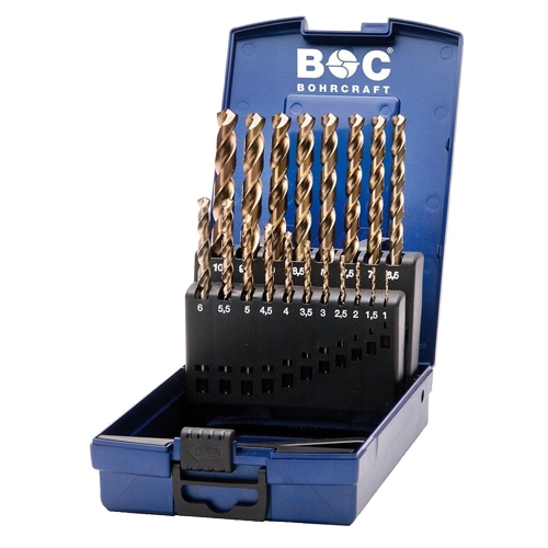 Spiraalboren set ME10 HSS-E cobalt geslepen in cassette, 19-delig